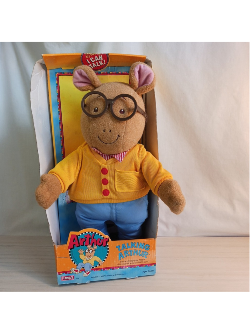 Vintage 1997 Talking (7 Phrases) Arthur PlaySkool 16” Plush In Box PBS TV